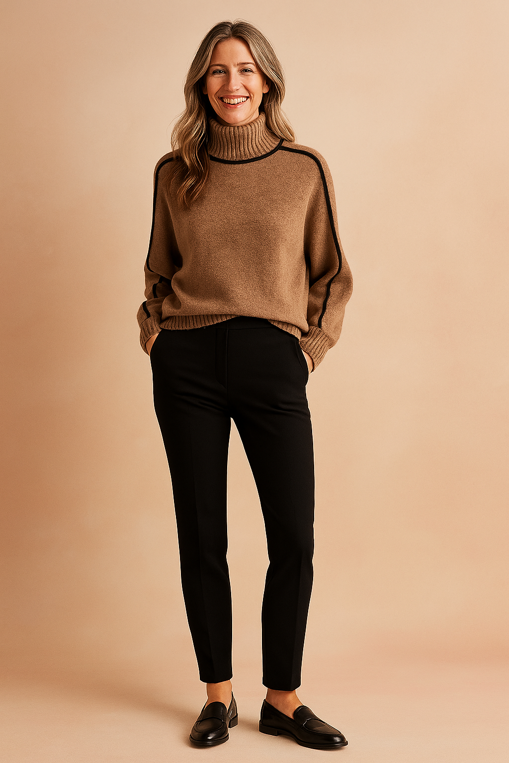 Nadia | Sweter z kontrastową lamówką