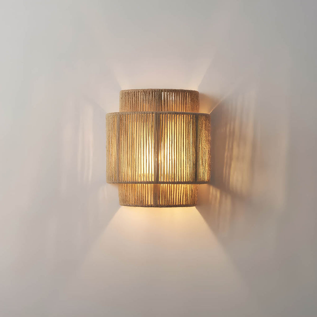 Naturalna japońska lampa ścienna z plecionką