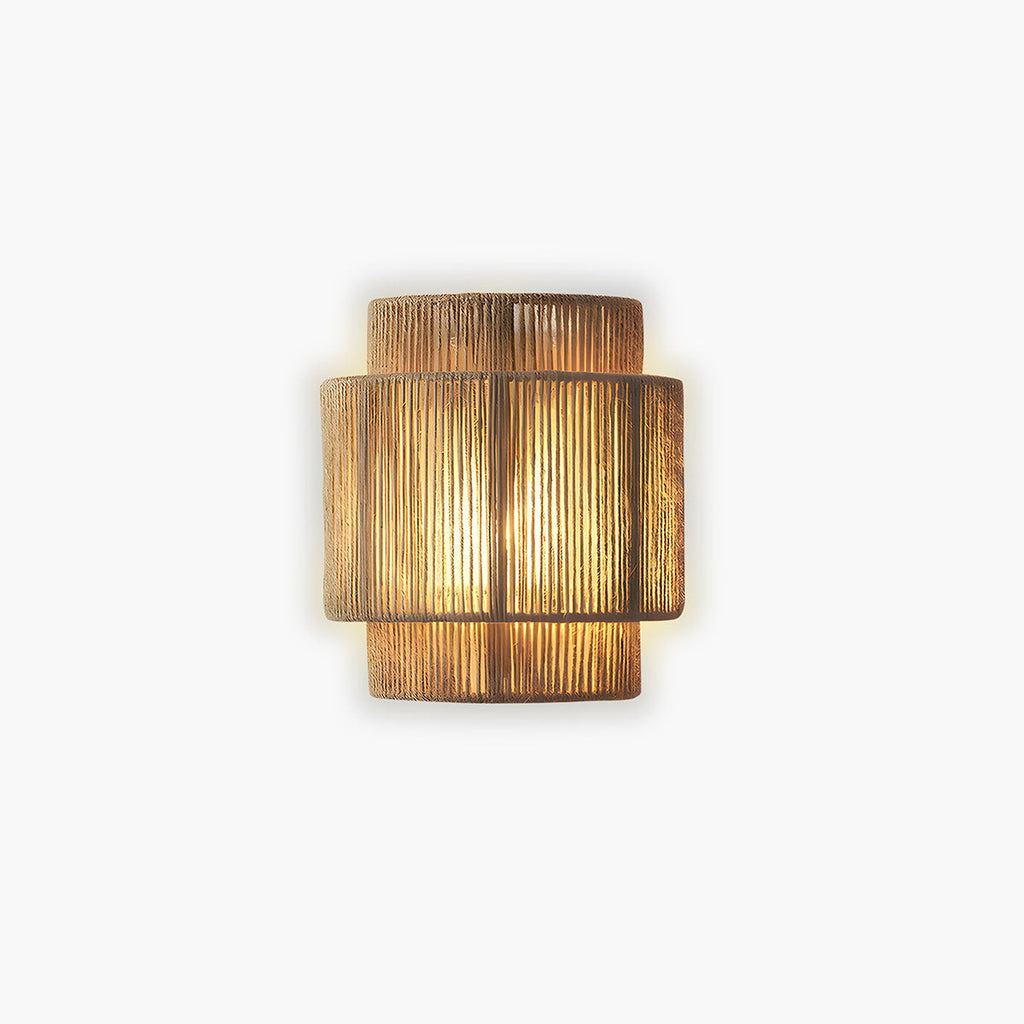 Naturalna japońska lampa ścienna z plecionką