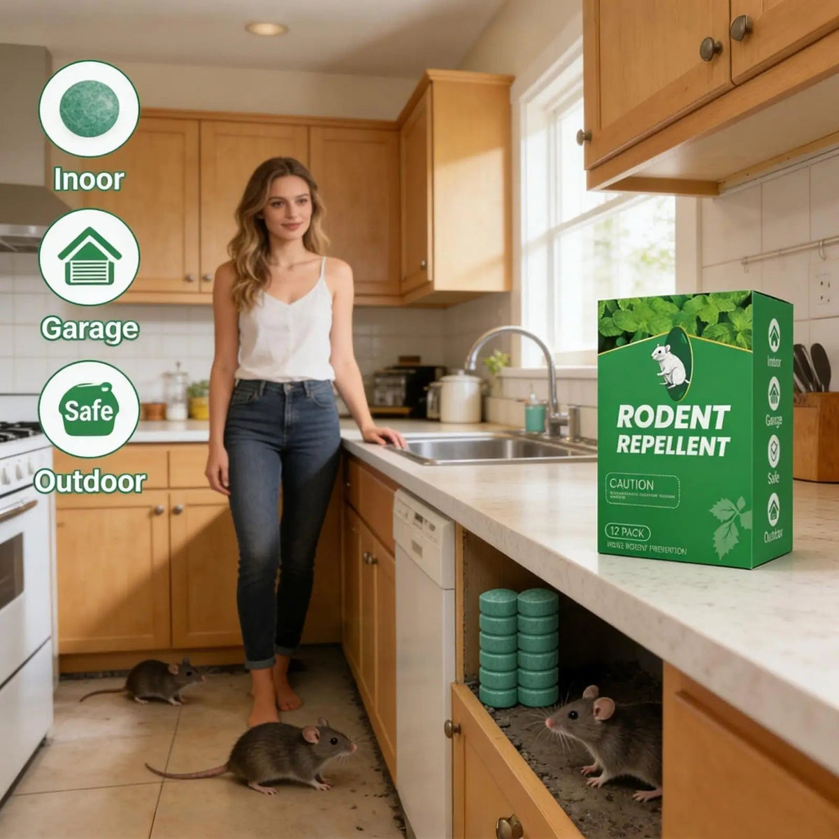 Naturalne tabletki odstraszające gryzonie z esencją mięty – 12 sztuk