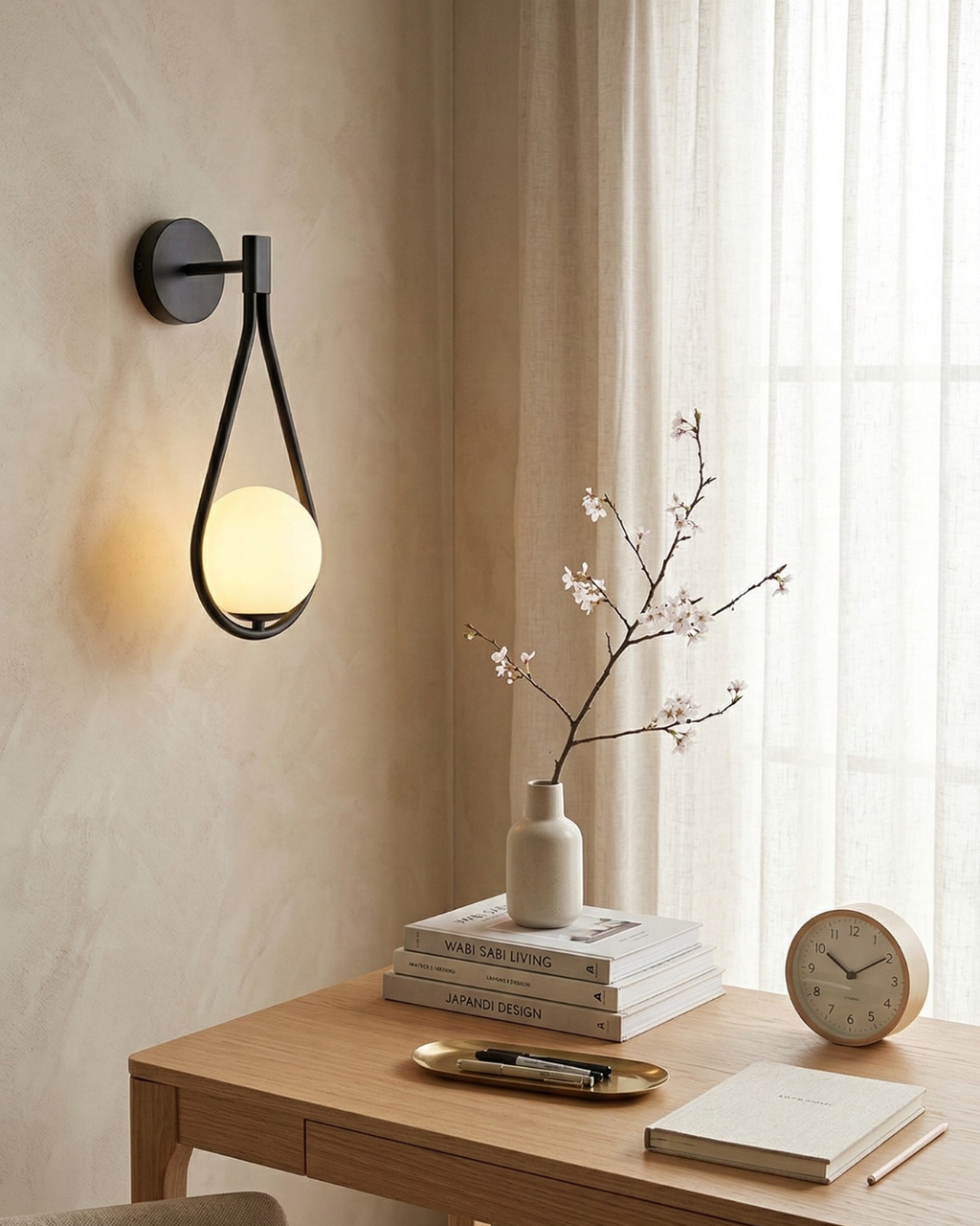 Nordycka lampa ścienna ze szklaną kulą — minimalistyczne oświetlenie do skandynawskich wnętrz