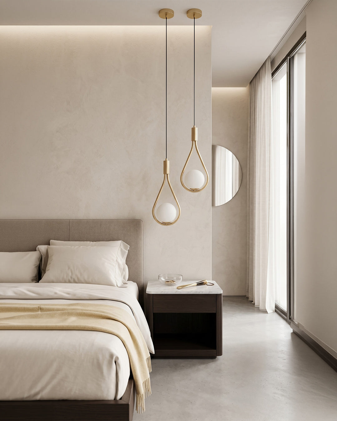Nordycka lampa wisząca Drop w kształcie kropli ze szkła – minimalistyczne oświetlenie do jadalni i wyspy kuchennej