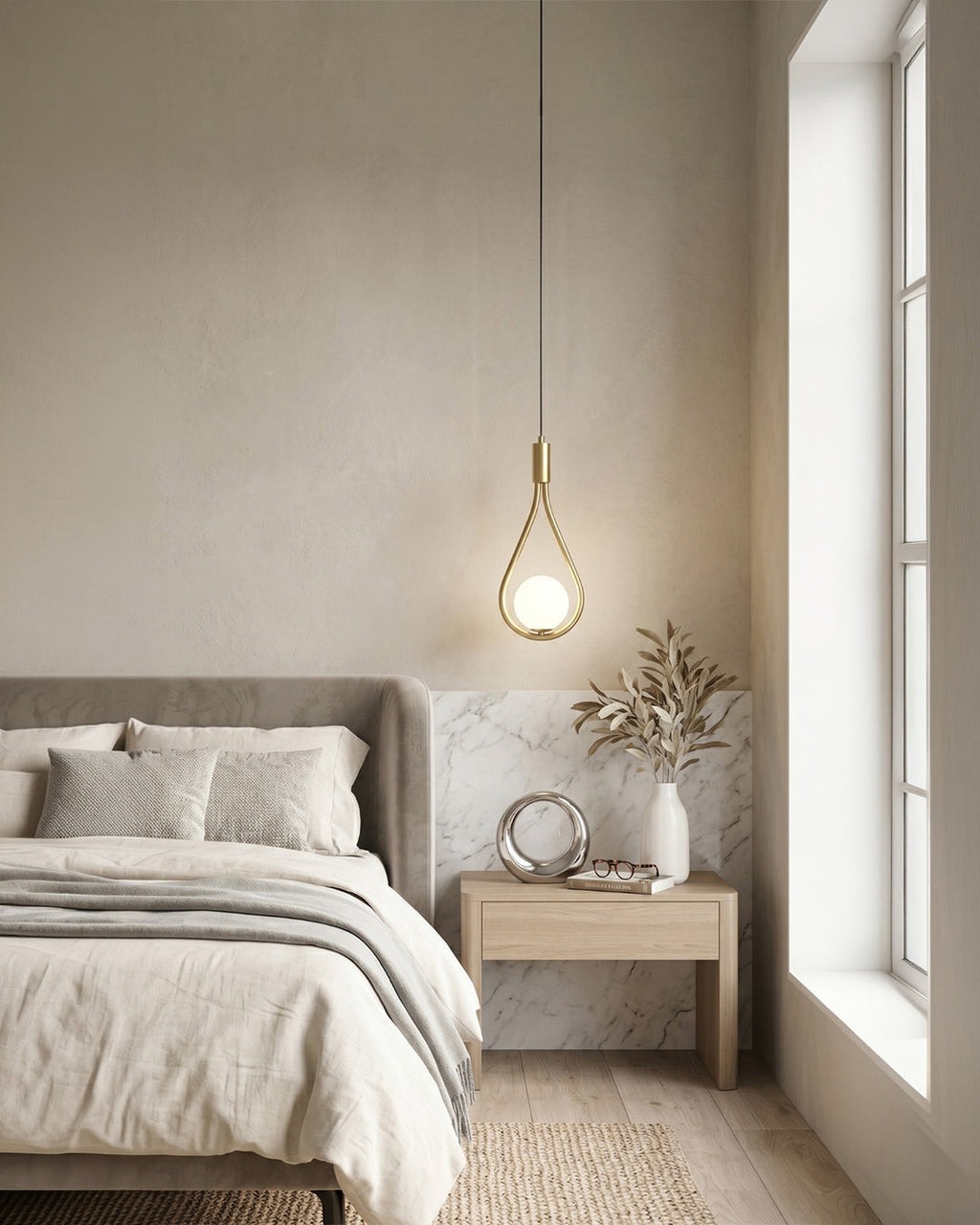 Nordycka lampa wisząca Drop w kształcie kropli ze szkła – minimalistyczne oświetlenie do jadalni i wyspy kuchennej