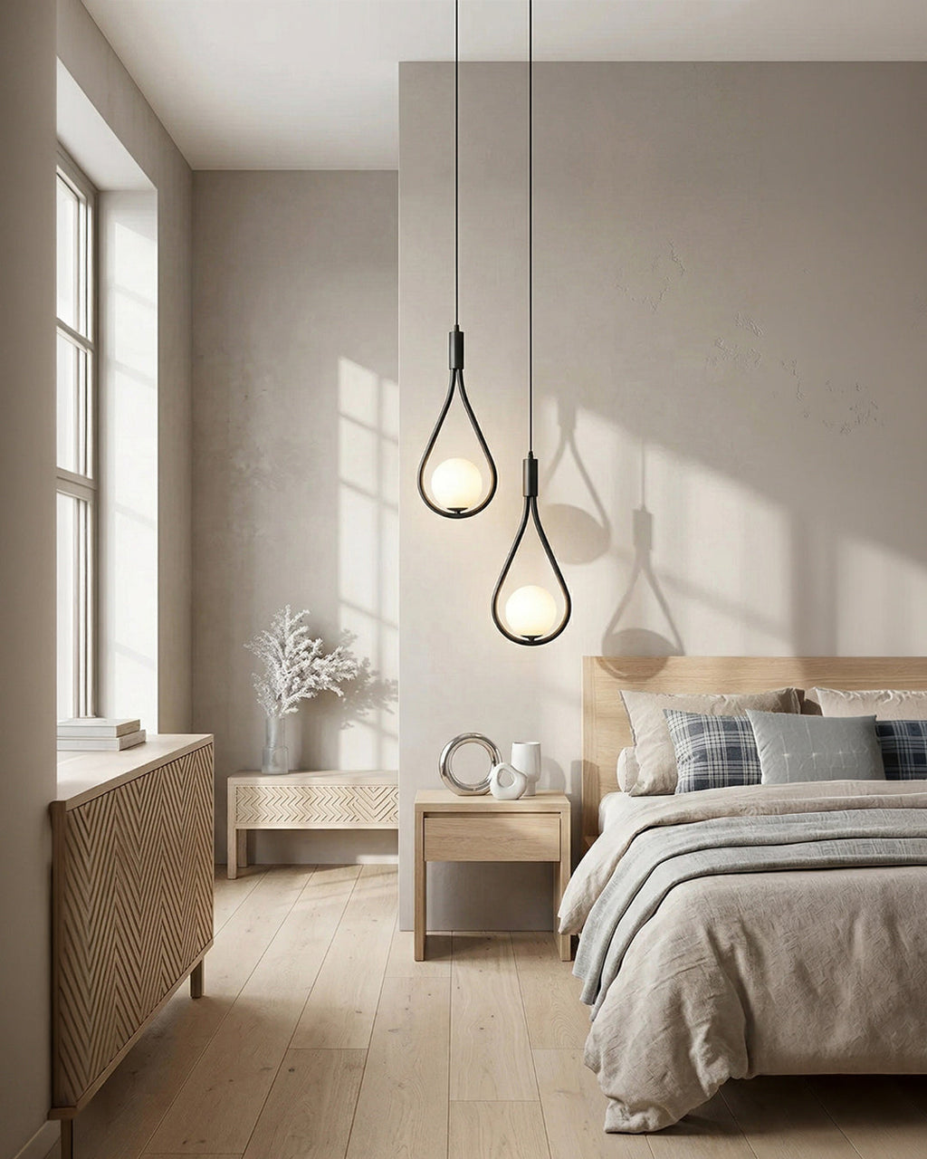 Nordycka lampa wisząca Drop w kształcie kropli ze szkła – minimalistyczne oświetlenie do jadalni i wyspy kuchennej
