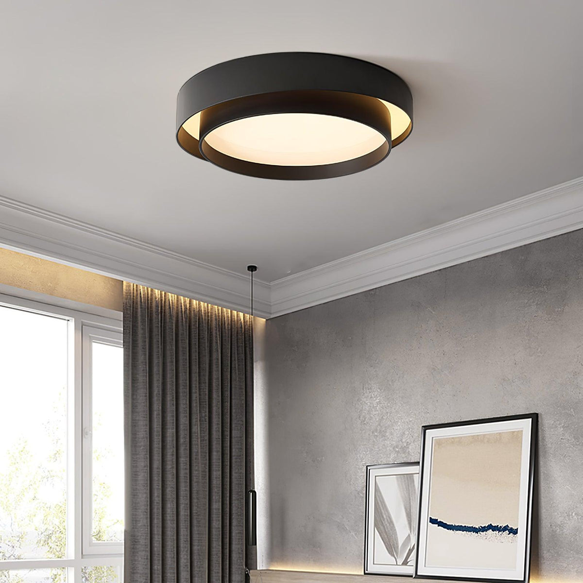 Nowoczesna lampa sufitowa w stylu nordyckiego art déco – okrągły model LED