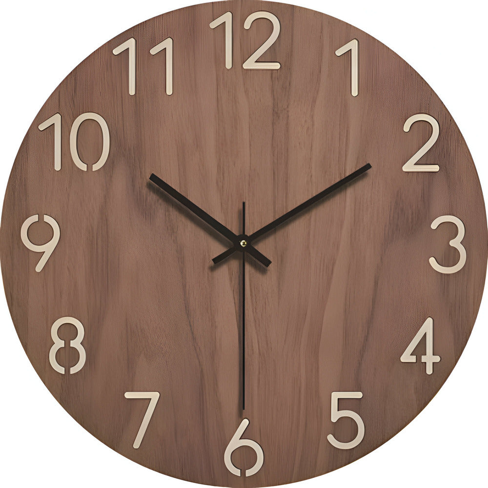 Nowoczesny cichy zegar ścienny z litego drewna – minimalistyczny design Woodline