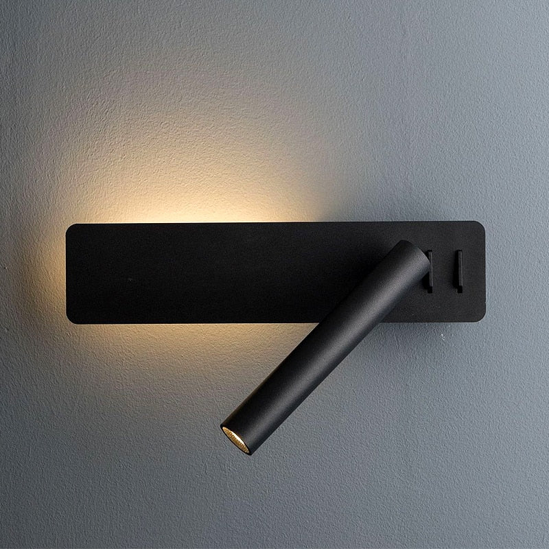Obrotowa lampa ścienna LED do czytania | Regulowany reflektor | 2 przełączniki metal | Bedspark