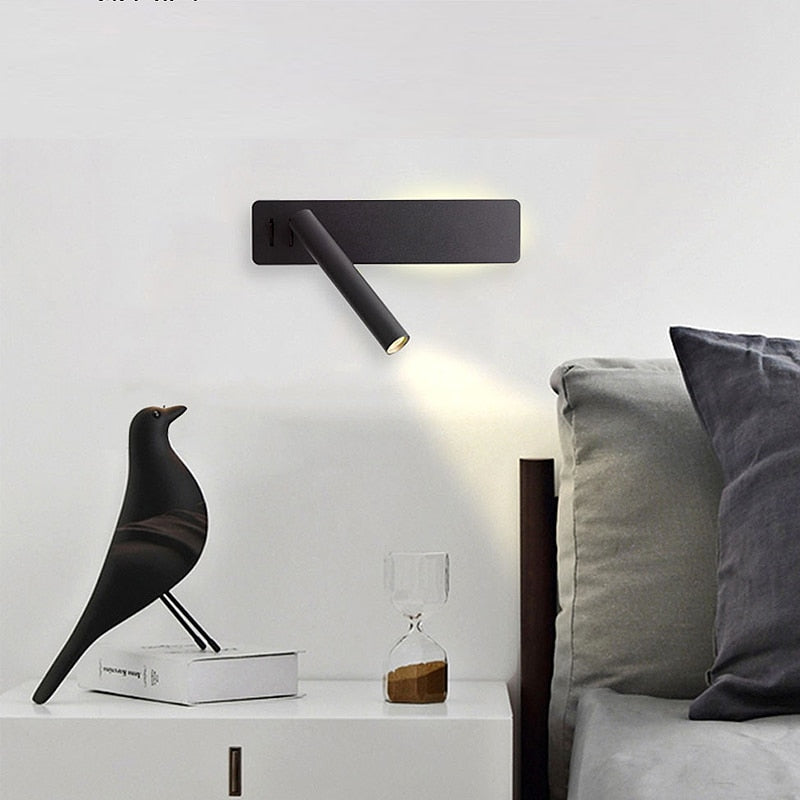 Obrotowa lampa ścienna LED do czytania | Regulowany reflektor | 2 przełączniki metal | Bedspark