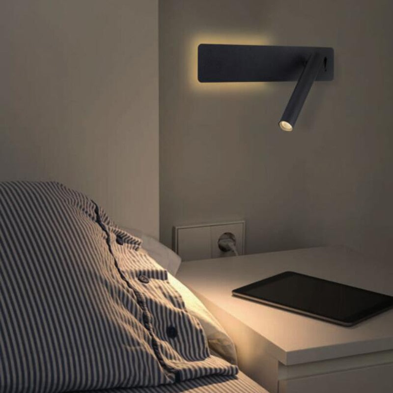 Obrotowa lampa ścienna LED do czytania | Regulowany reflektor | 2 przełączniki metal | Bedspark