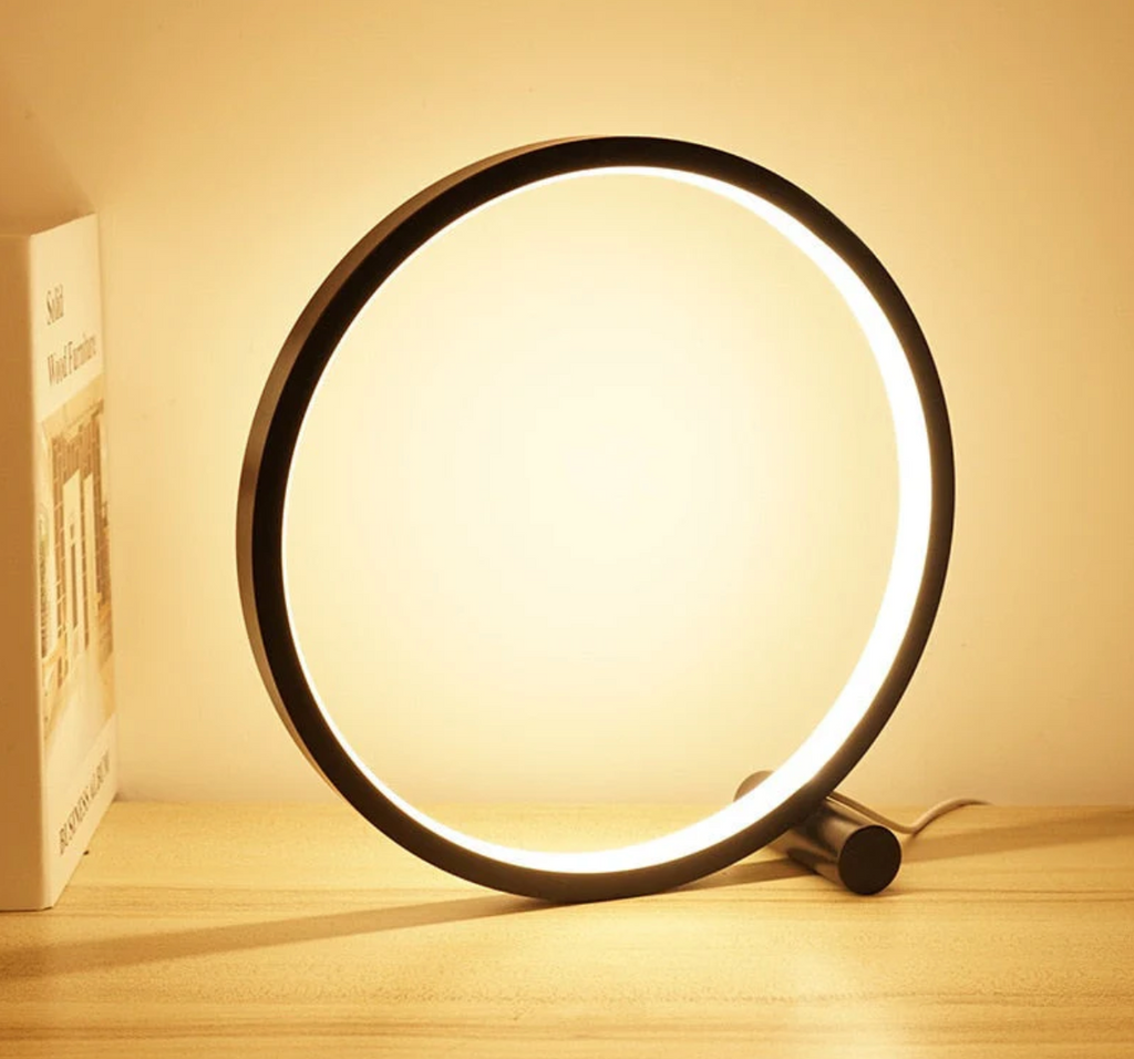 Okrągła elegancka lampa biurkowa LED z funkcją ściemniania i sterowaniem dotykowym