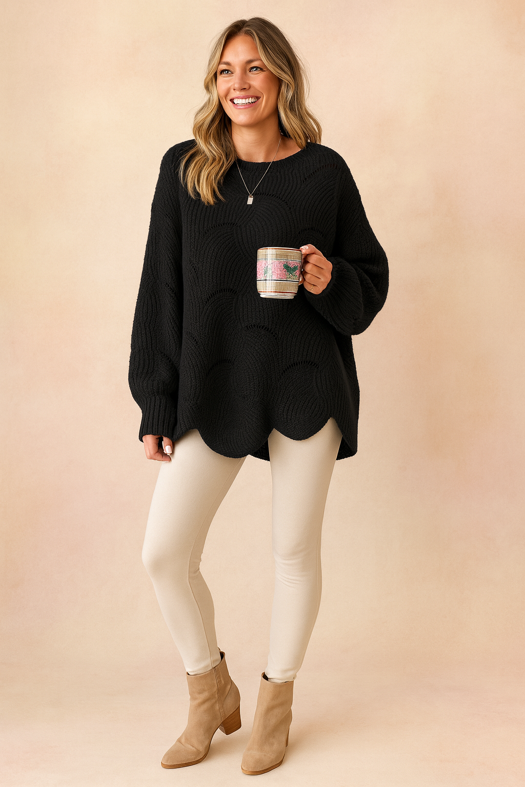 Oliwia | Sweter oversize z ażurowym wzorem