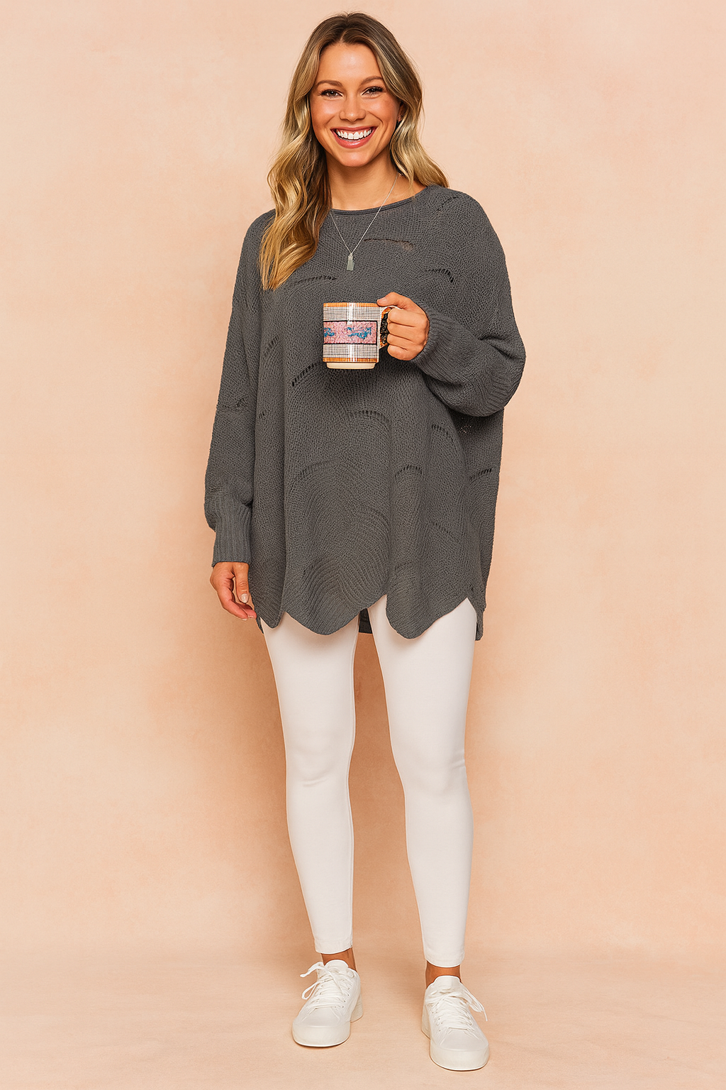 Oliwia | Sweter oversize z ażurowym wzorem