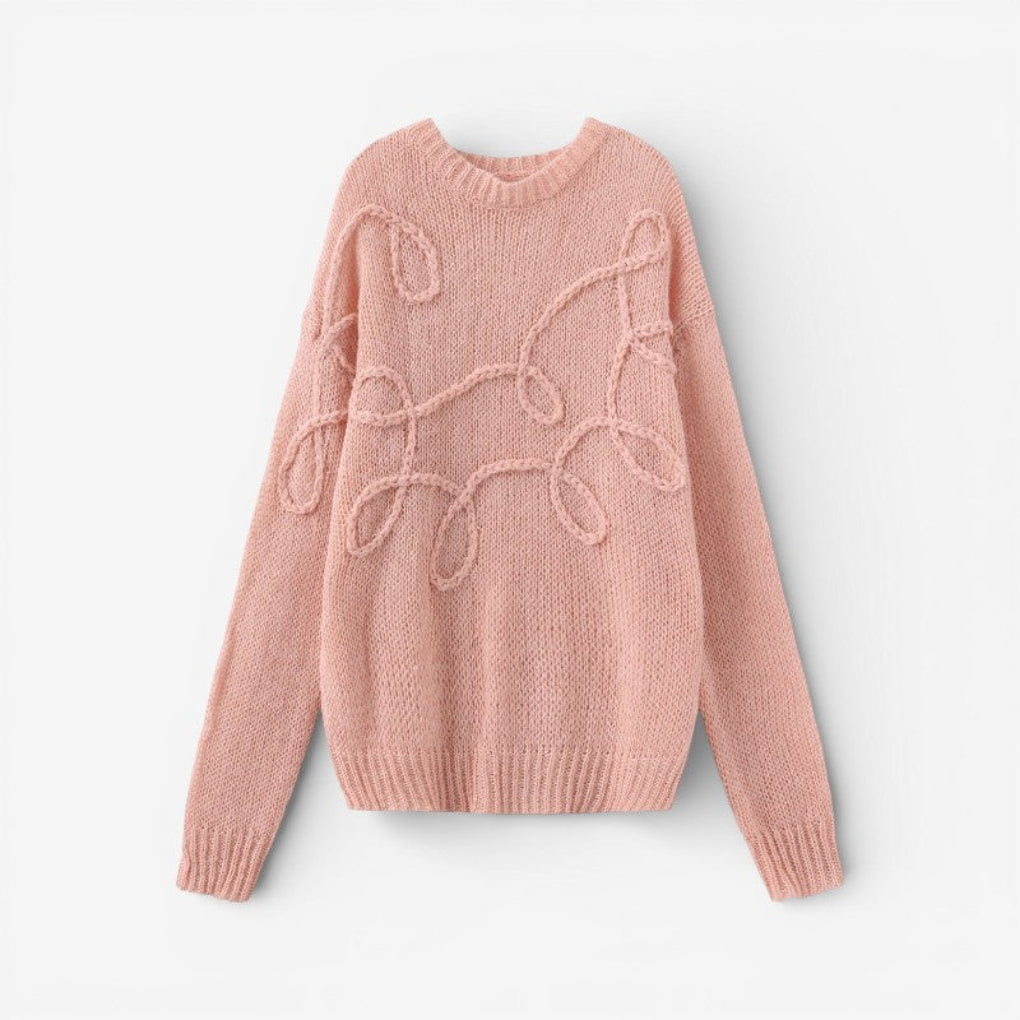 Oversize'owy sweter z długim rękawem i okrągłym dekoltem