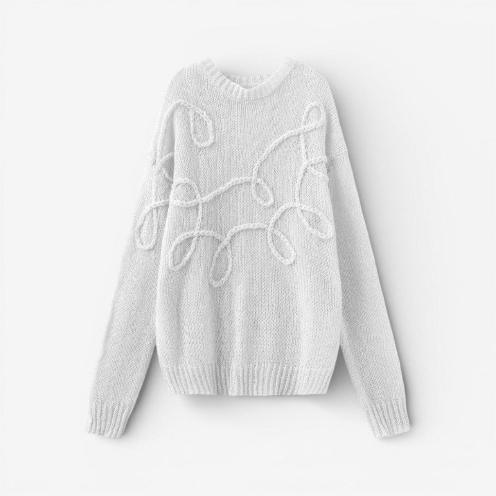 Oversize'owy sweter z długim rękawem i okrągłym dekoltem