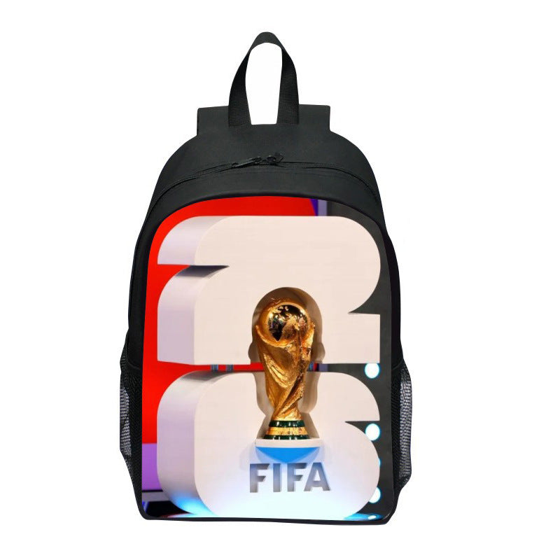 Plecak z wyrazistym motywem sportowym