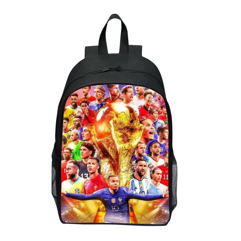 Plecak z wyrazistym motywem sportowym