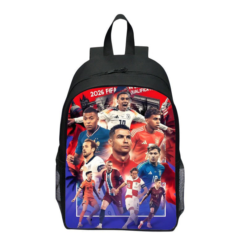 Plecak z wyrazistym motywem sportowym