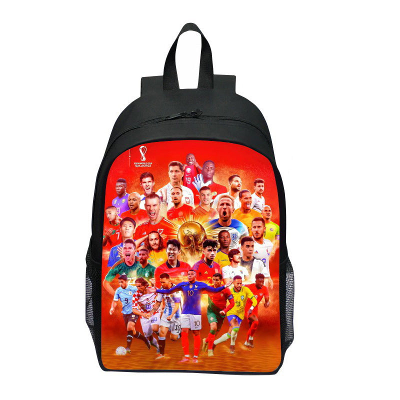 Plecak z wyrazistym motywem sportowym