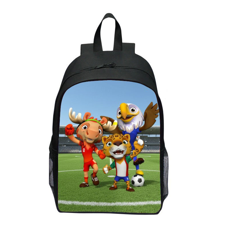 Plecak z wyrazistym motywem sportowym