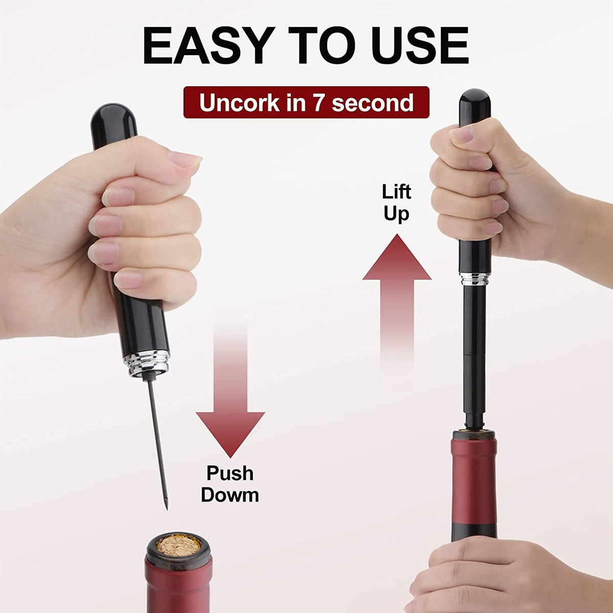 Pneumatyczny otwieracz do wina ze stali nierdzewnej z igłą