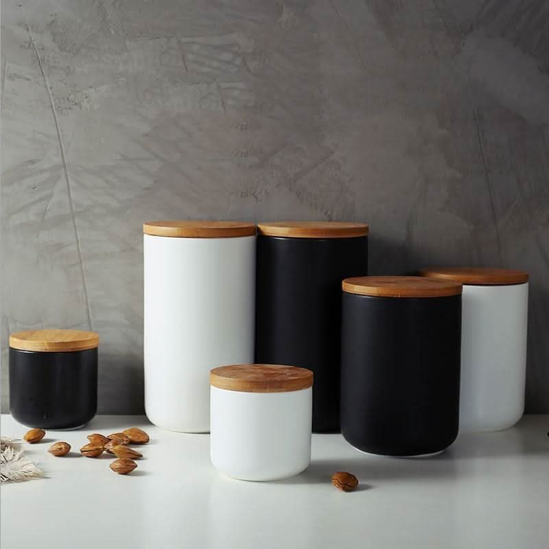 Ceramiczny pojemnik na żywność z hermetyczną bambusową pokrywką