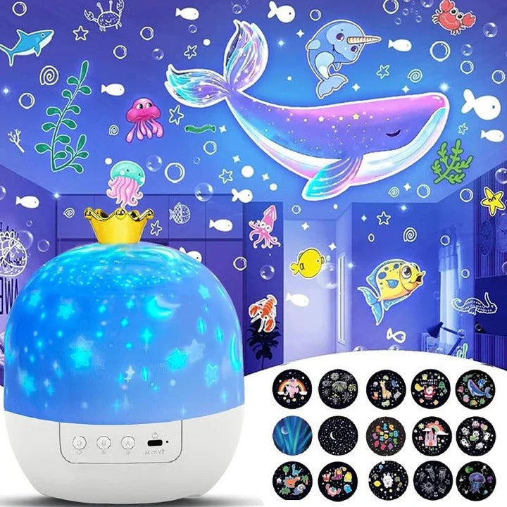 Projektor nocny dla dzieci z obrotową lampą gwiaździstego nieba 360°