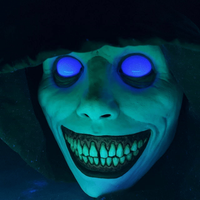 Przerażająca maska na Halloween, lateksowa maska uśmiechniętego demona dla dorosłych, upiorny akcent na imprezy i cospla