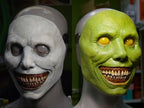 Przerażająca maska na Halloween, lateksowa maska uśmiechniętego demona dla dorosłych, upiorny akcent na imprezy i cospla