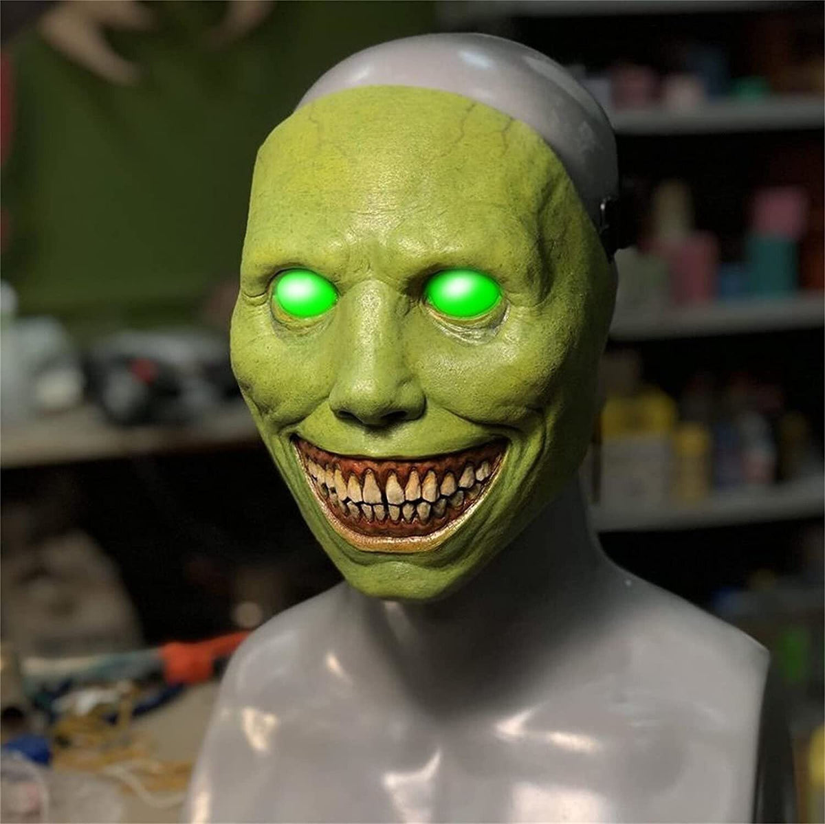 Przerażająca maska na Halloween, lateksowa maska uśmiechniętego demona dla dorosłych, upiorny akcent na imprezy i cospla