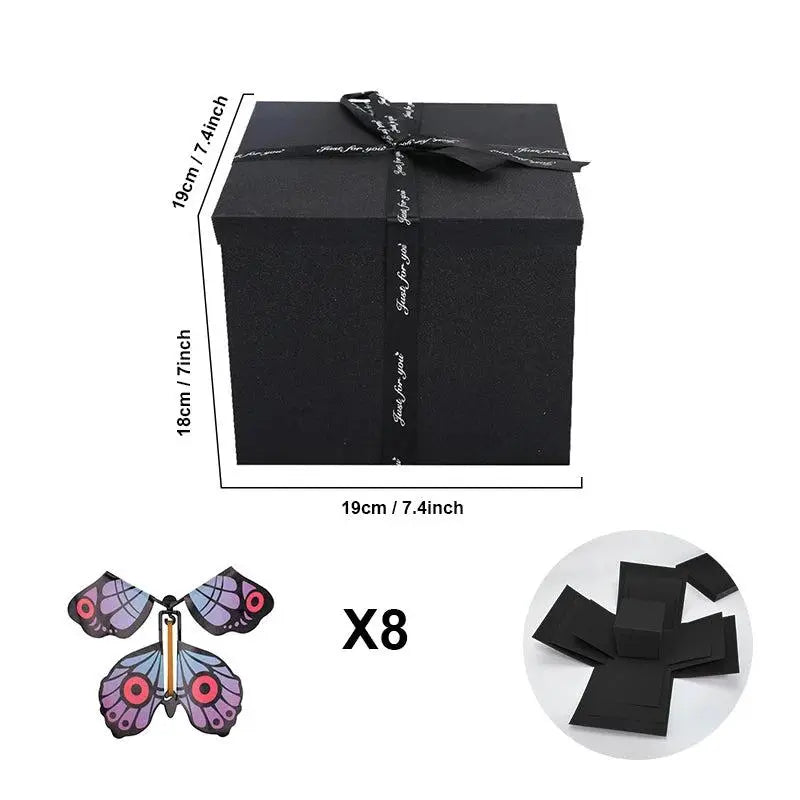 Pudełko niespodzianka | Personalizowane | Z ukrytą komorą | 8 motyli gratis