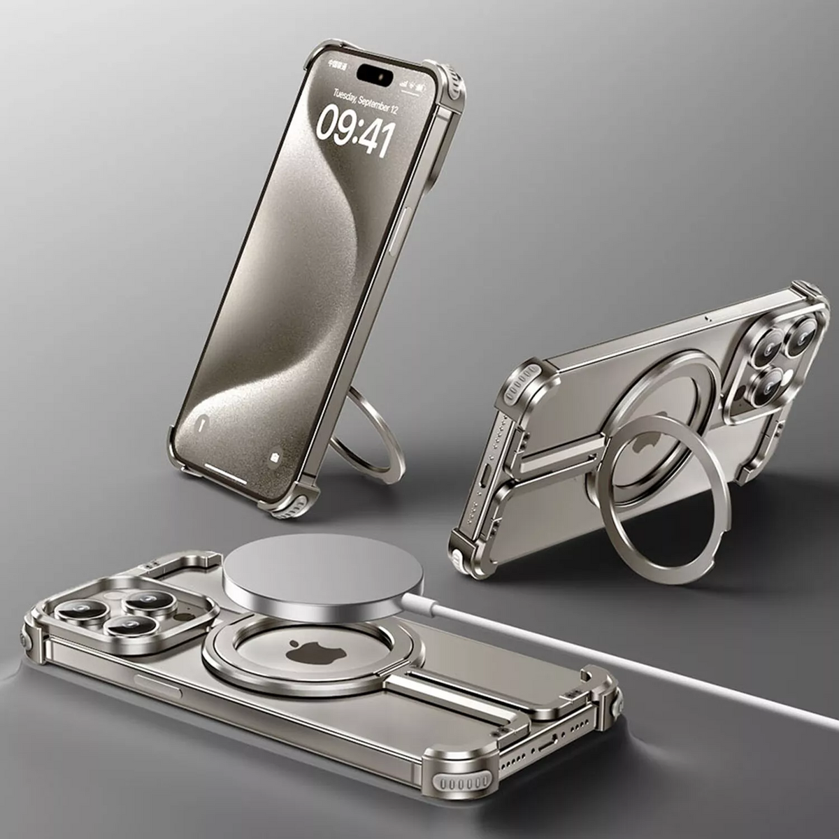 Quellio EvoBorder – etui bezramkowe MagSafe ze stopu aluminium do iPhone'a 13–16