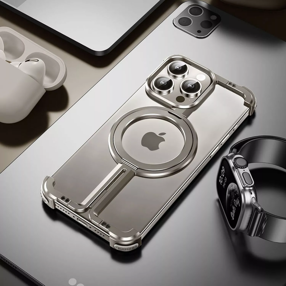 Quellio EvoBorder – etui bezramkowe MagSafe ze stopu aluminium do iPhone'a 13–16