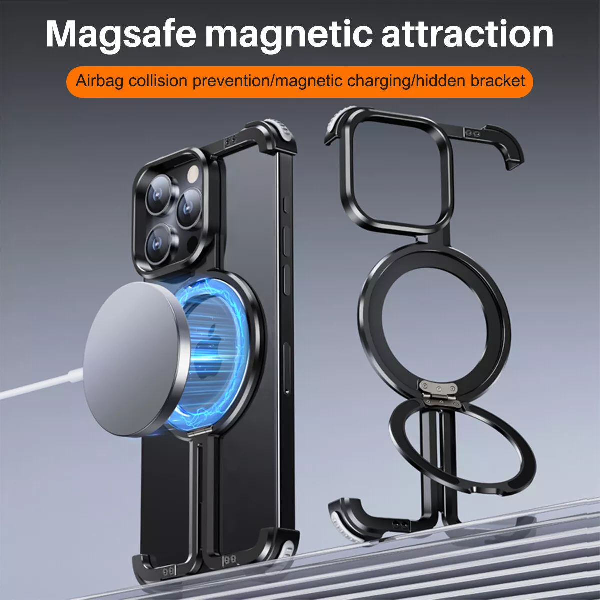 Quellio EvoBorder – etui bezramkowe MagSafe ze stopu aluminium do iPhone'a 13–16