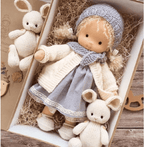 Ręcznie robiona lalka waldorfska „Poppi” | 35 cm | bawełna organiczna i tkaniny hipoalergiczne | zabawka edukacyjna | st