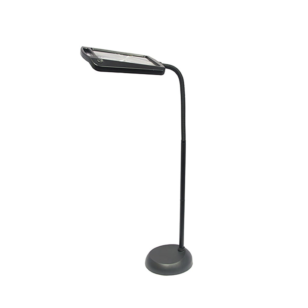 Regulowana lampa podłogowa LED z lupą do lepszej widoczności