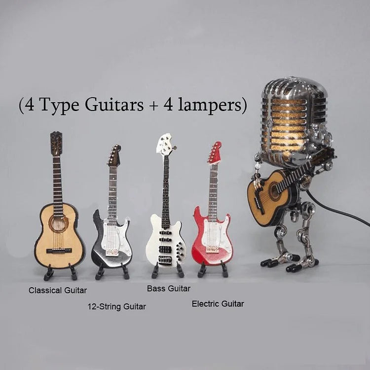 Retro Metalowa Lampa Robot z Mikrofonem - Idealny Prezent dla Muzyka