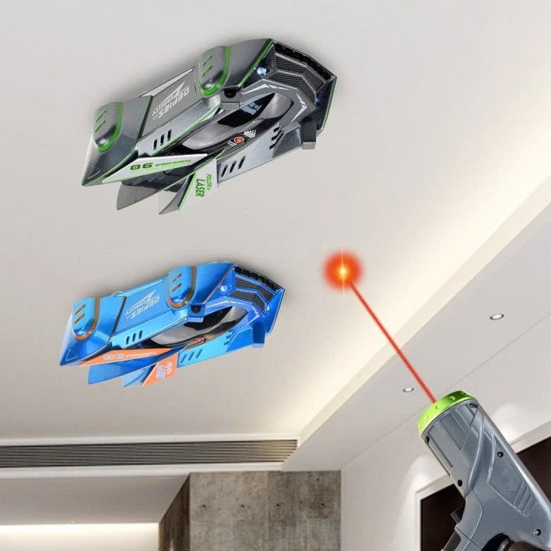 Samochód RC wspinający się po ścianach z laserowymi światłami