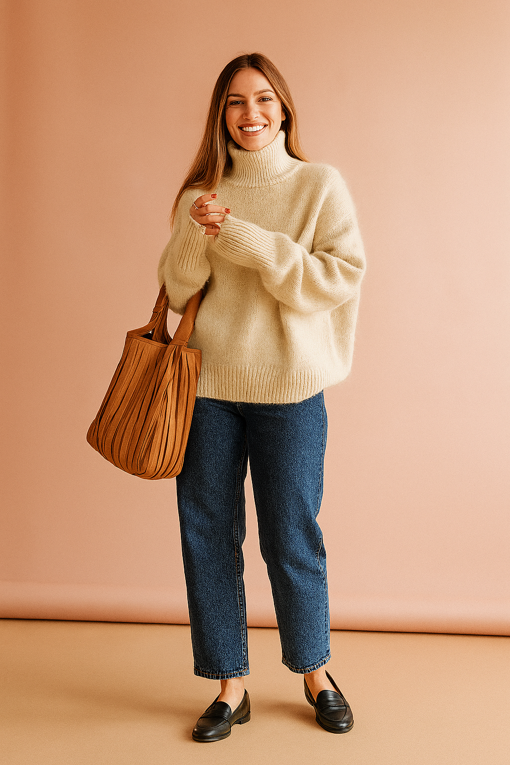 Nina | Oversize golfowy sweter z długim rękawem