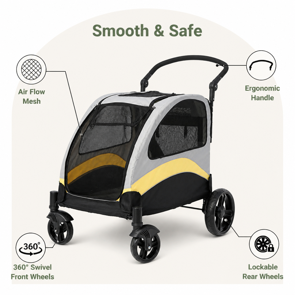 Składany 4-kołowy wózek transportowy z oddychającą siatką
