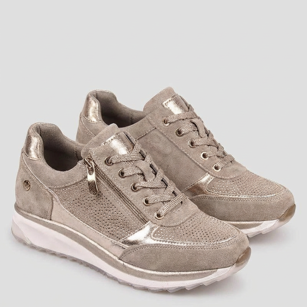Sneakersy zamszowe z ćwiekami i wsparciem ortopedycznym