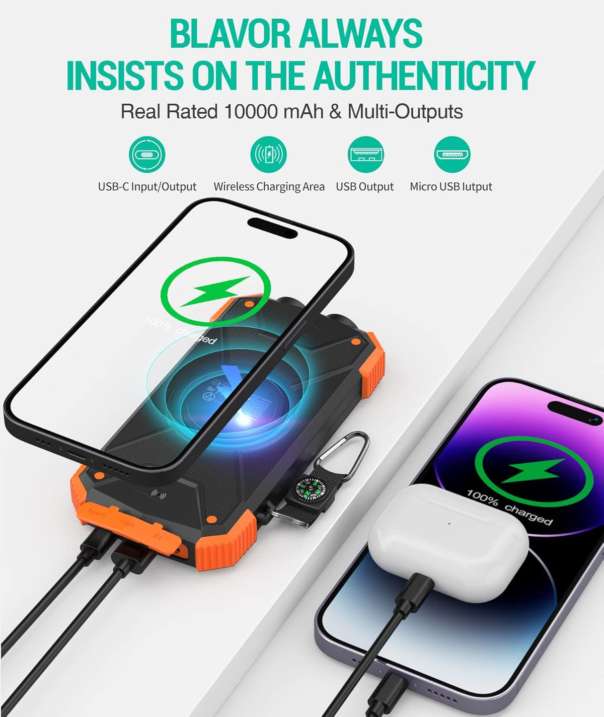 Solarny powerbank awaryjny Rivanta IPX4