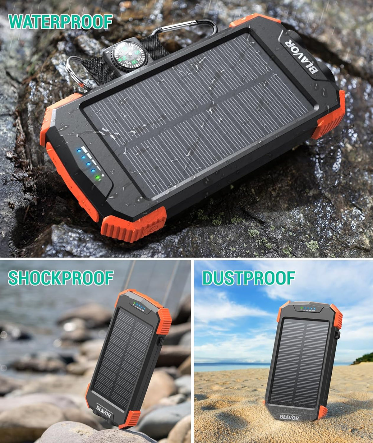 Solarny powerbank awaryjny Rivanta IPX4