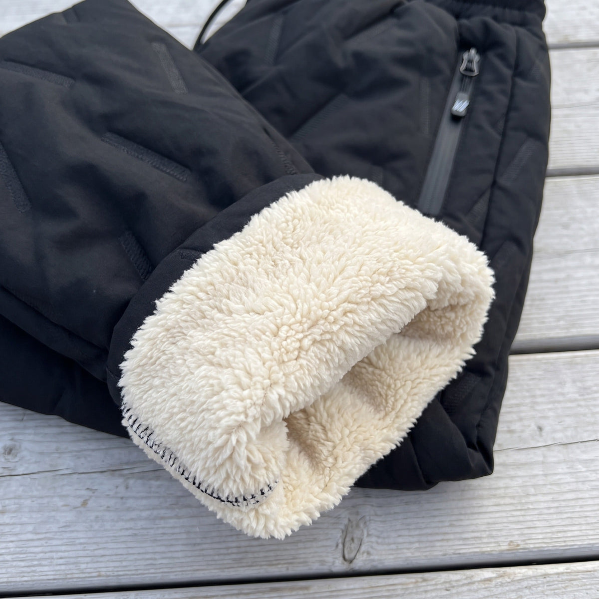 Spodnie dresowe unisex z podszewką z owczego runa, wiatroszczelne, z kieszeniami na zamek