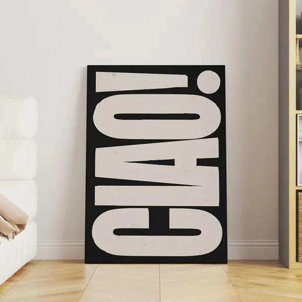 Stylowy obraz na ścianę Ciao typografia dekor
