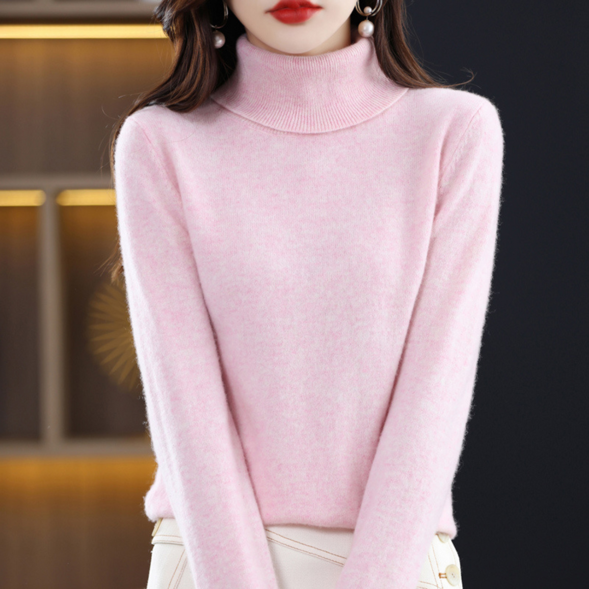 Sweter damski golf z kaszmiru