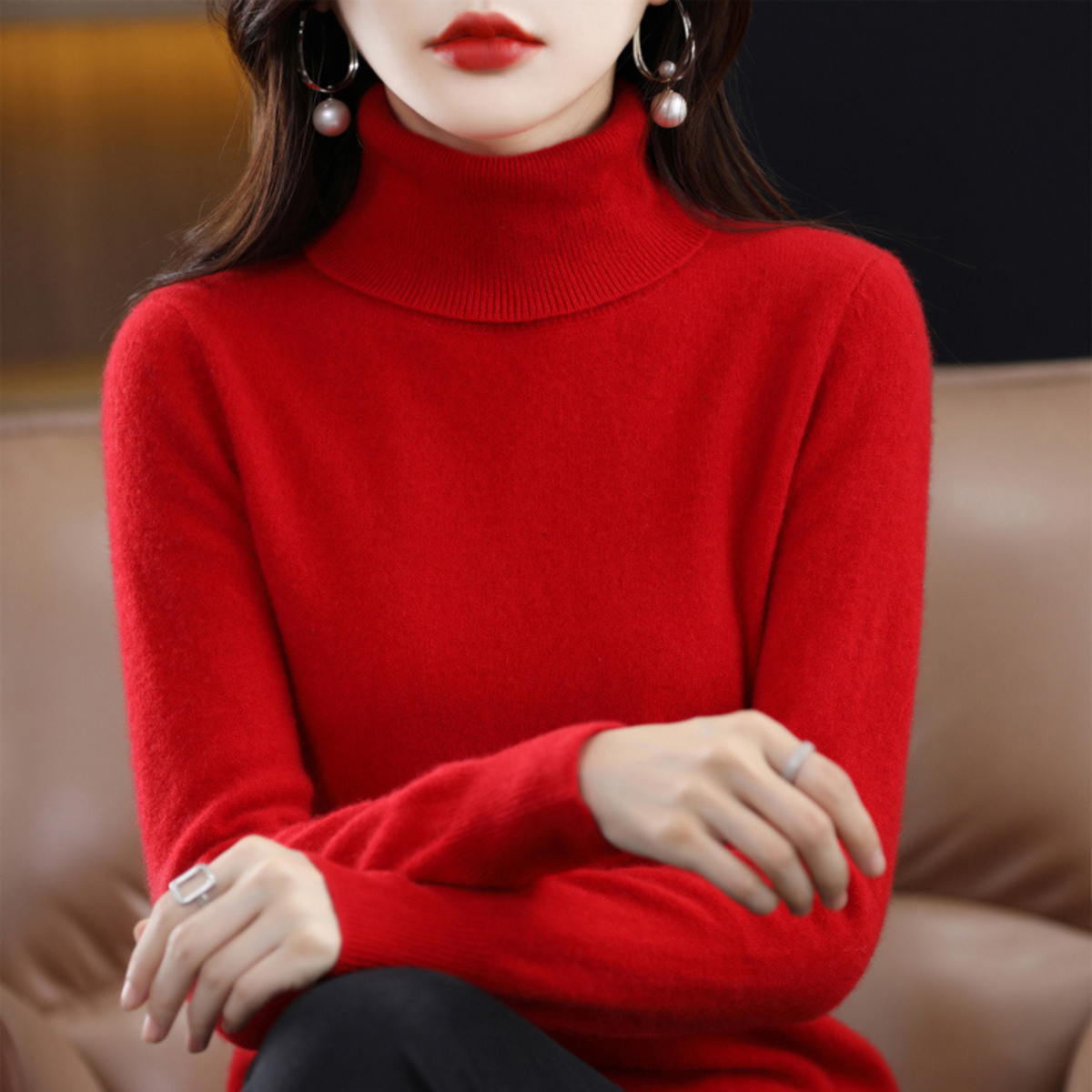 Sweter damski golf z kaszmiru