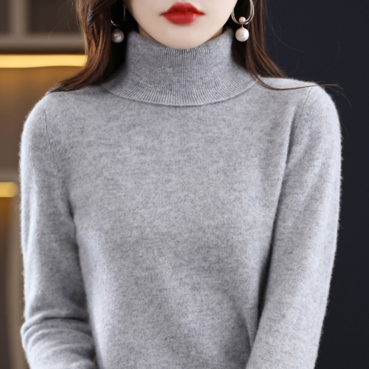 Sweter damski golf z kaszmiru