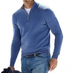 Sweter męski w serek z zamkiem, wełna merino