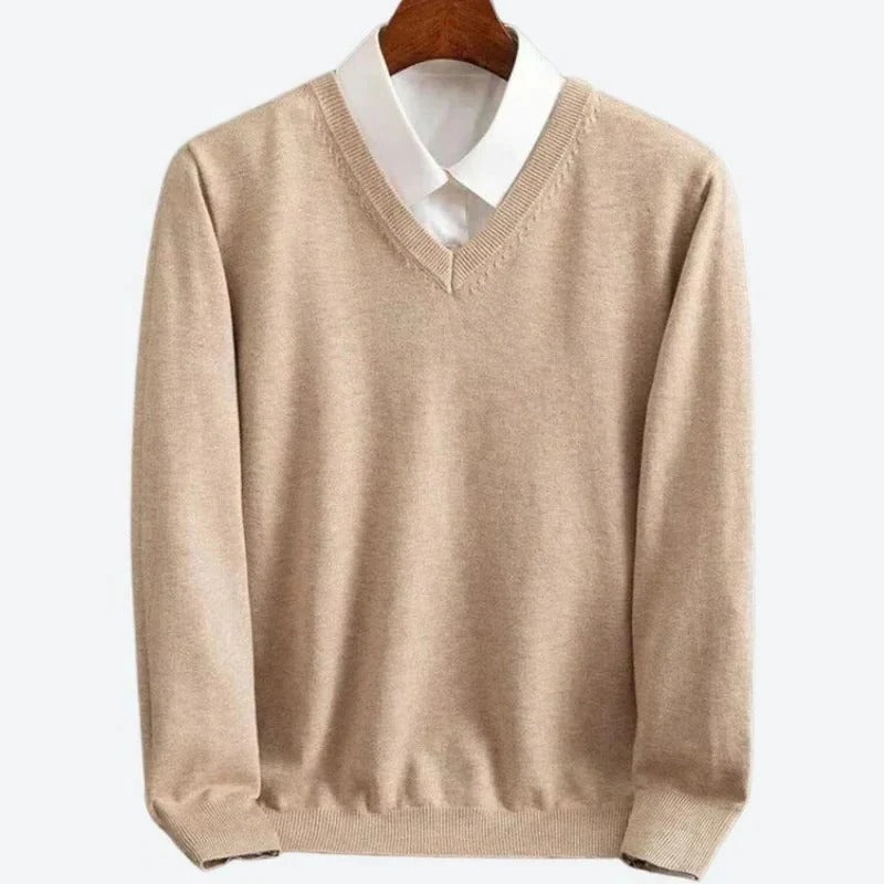 Sweter męski z kaszmiru z okrągłym dekoltem