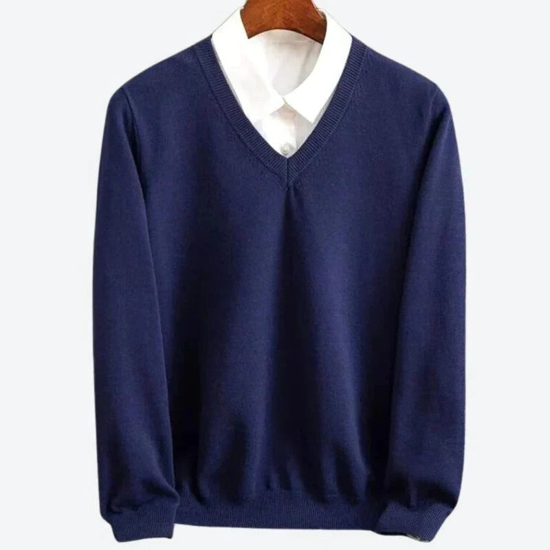 Sweter męski z kaszmiru z okrągłym dekoltem